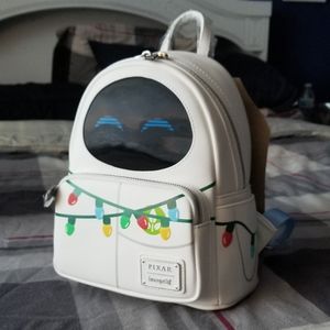 Loungefly Pixar Wall-e Christmas lights Eve glow lenticular backpack NWT.